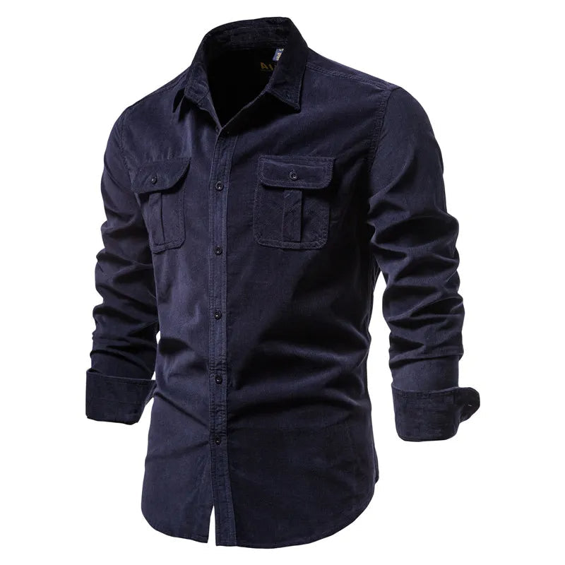 Chemise en Velours Côtelé Coupe Slim pour Homme