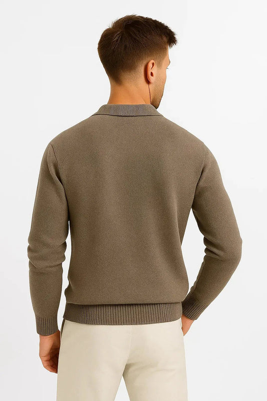 Pull Polo Col Structuré Boutonné pour Homme