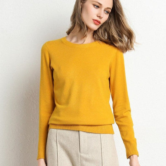 Pull Col Rond en Mélange de Cachemire pour Femme