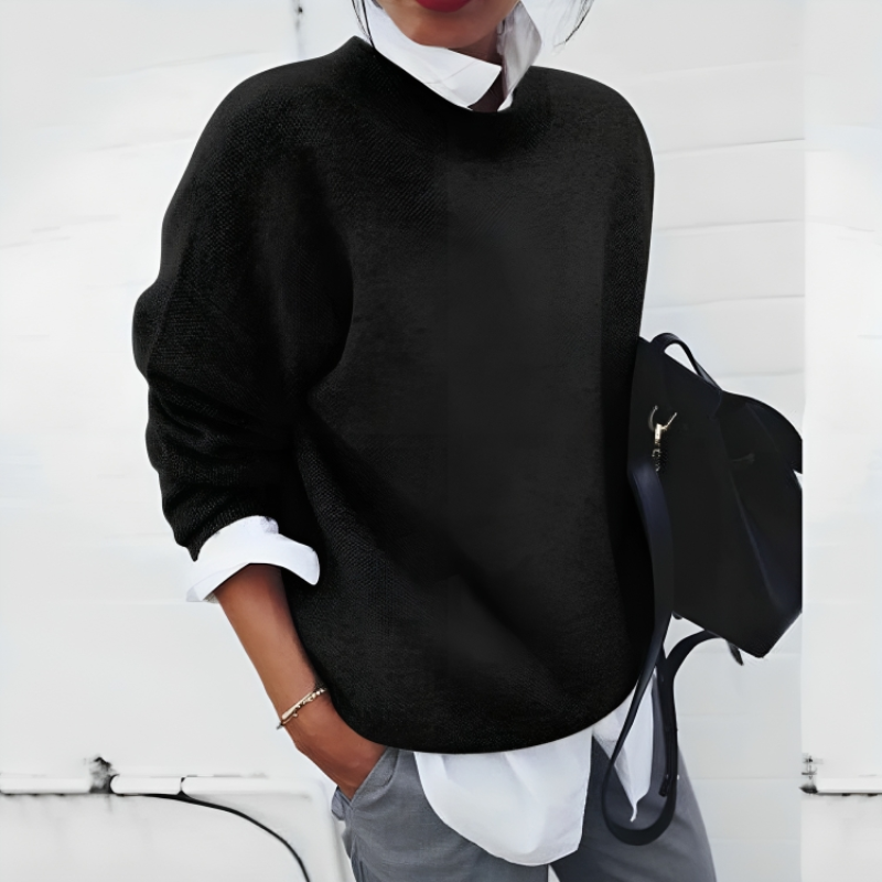 Pull Coupe Fluide à Bordures Côtelées pour Femme