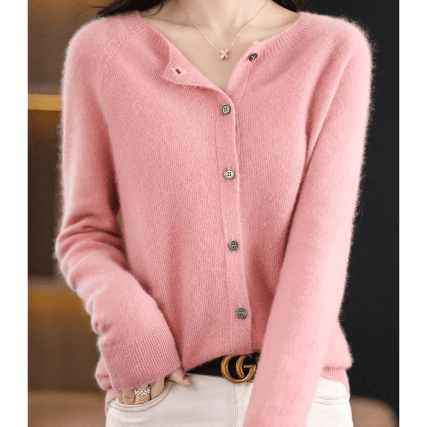 Cardigan Boutonné Col en V pour Femme