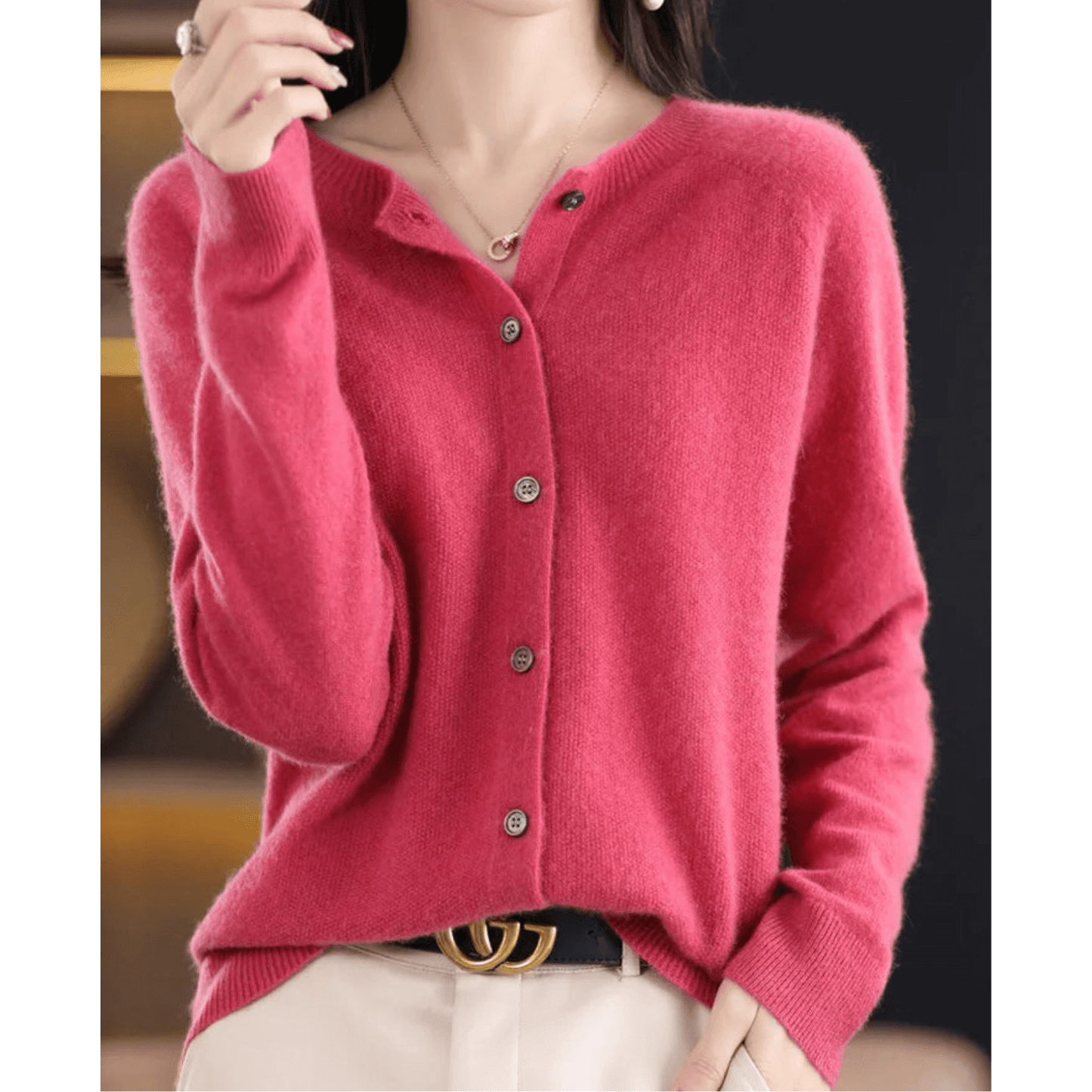 Cardigan Boutonné Col en V pour Femme