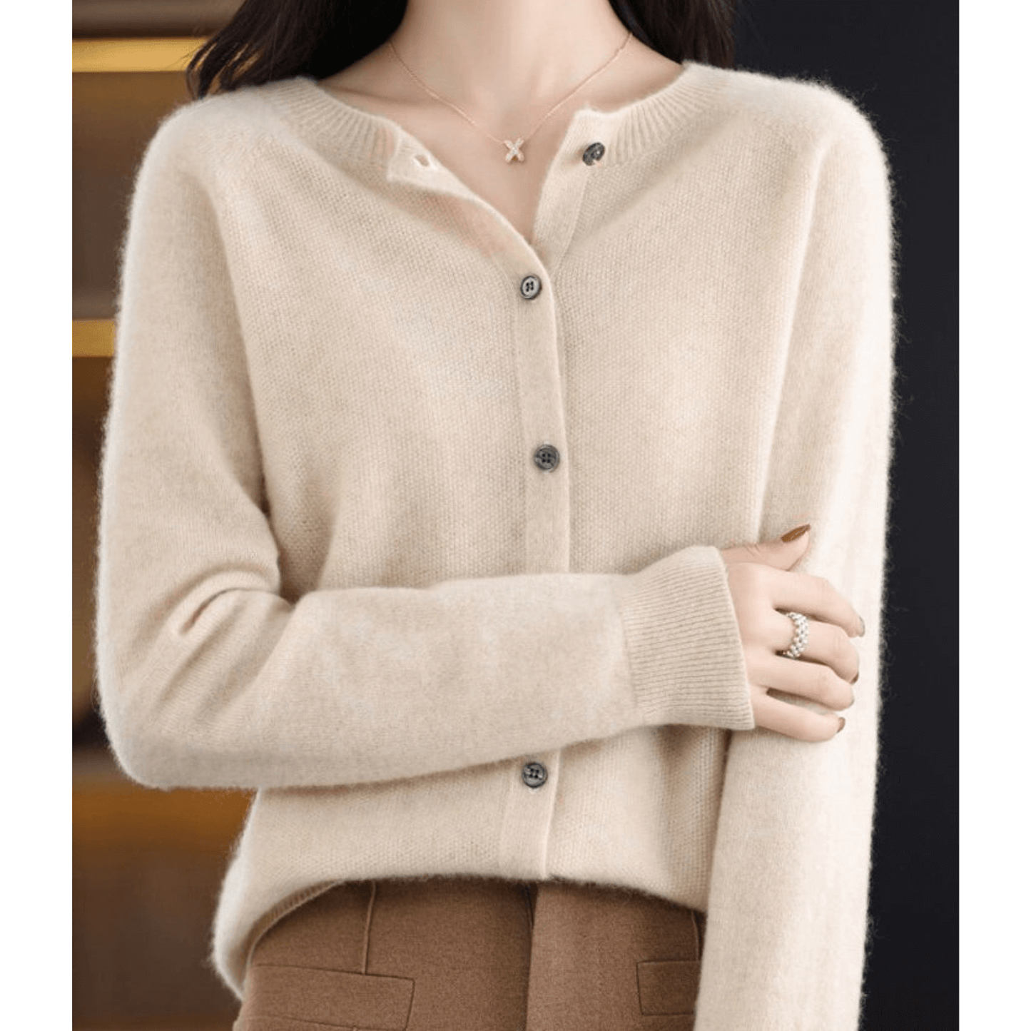 Cardigan Boutonné Col en V pour Femme