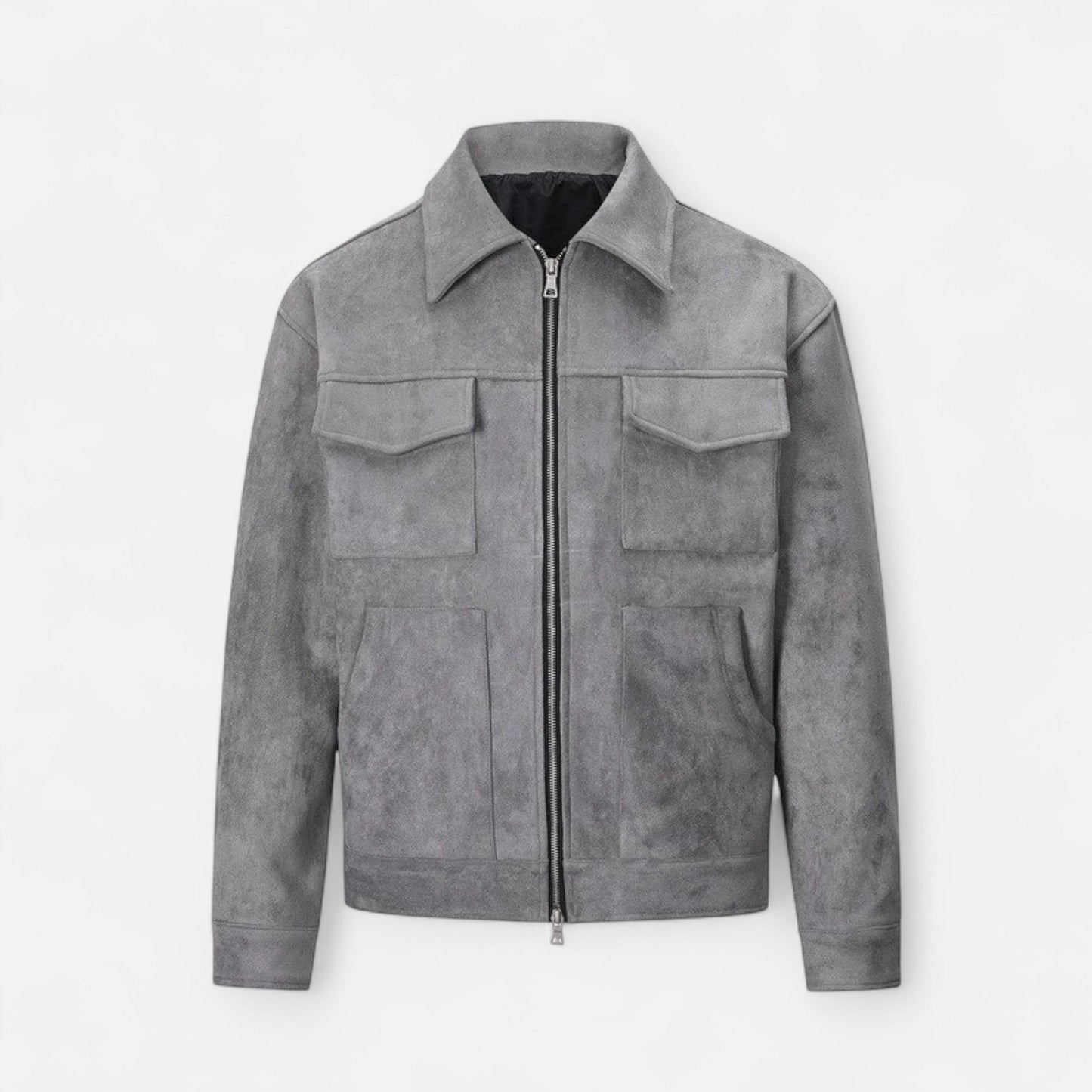 Veste en Suédine Oversize Col Revers Zippée pour Homme