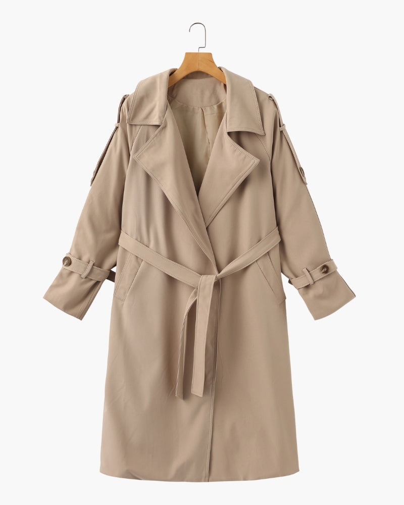 Trench-Coat Ceinture Amovible Larges Revers pour Femme