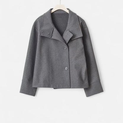 Manteau Court Col Haut Structuré Épaules Tombantes pour Femme