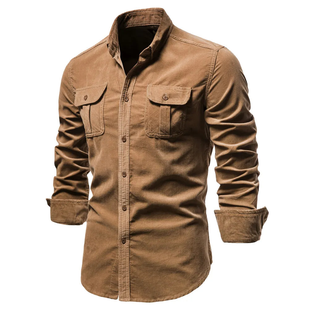 Chemise en Velours Côtelé Coupe Slim pour Homme