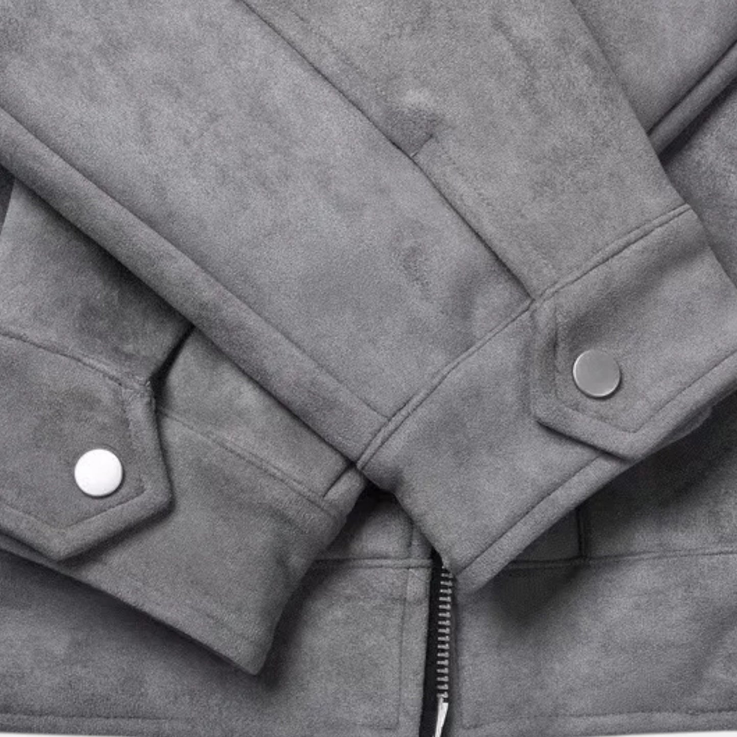 Veste en Suédine Oversize Col Revers Zippée pour Homme
