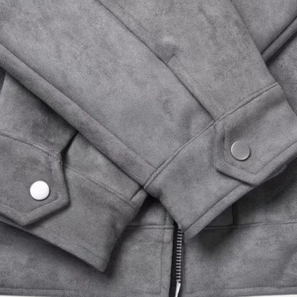 Veste en Suédine Oversize Col Revers Zippée pour Homme