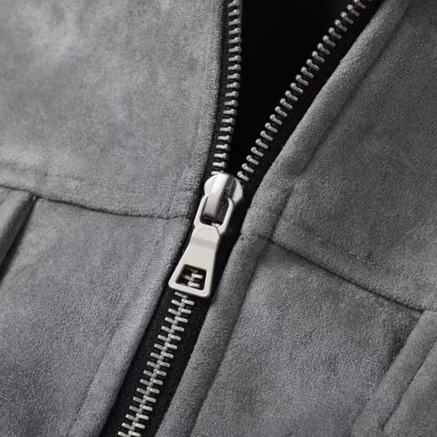 Veste en Suédine Oversize Col Revers Zippée pour Homme