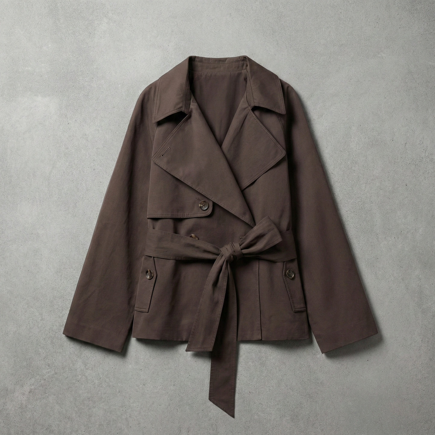 Trench-Coat en Coton Ceinturé Double Boutonnage pour Femme