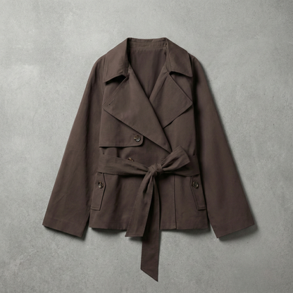 Trench-Coat en Coton Ceinturé Double Boutonnage pour Femme