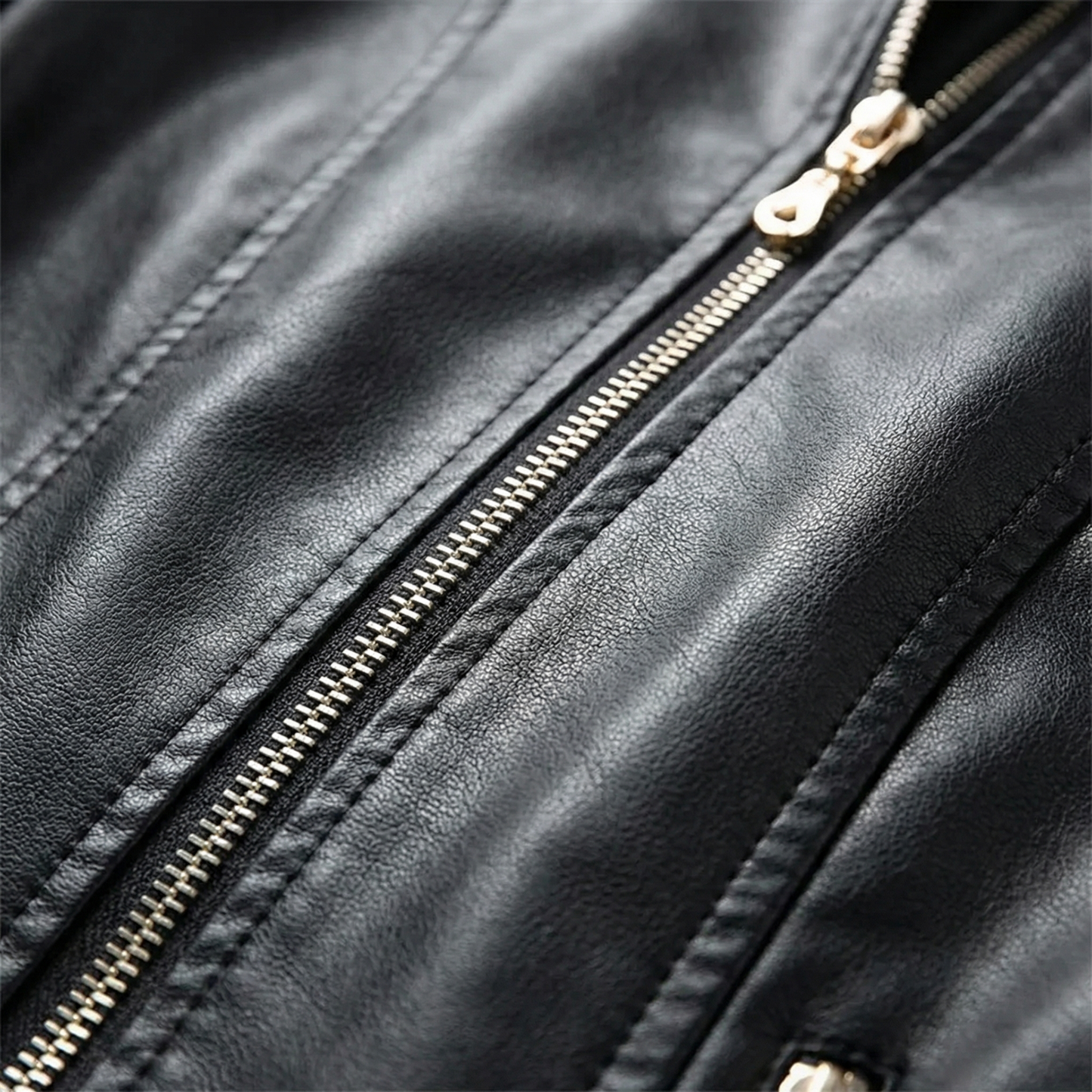 Veste en Similicuir Boutons Décoratifs Style Motard pour Femme