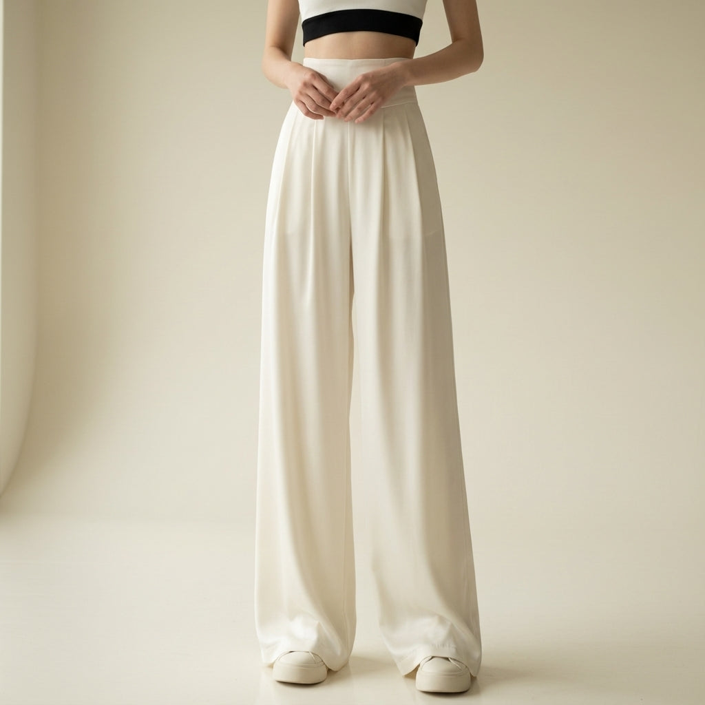 Pantalon Coupe Tailleur Taille Haute pour Femme