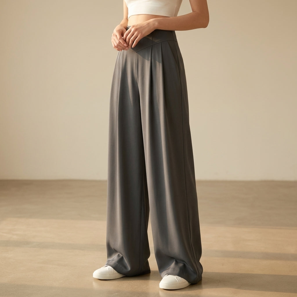 Pantalon Coupe Tailleur Taille Haute pour Femme