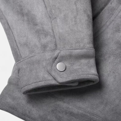 Veste en Suédine Oversize Col Revers Zippée pour Homme