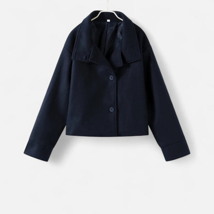 Manteau Court Col Haut Structuré Épaules Tombantes pour Femme