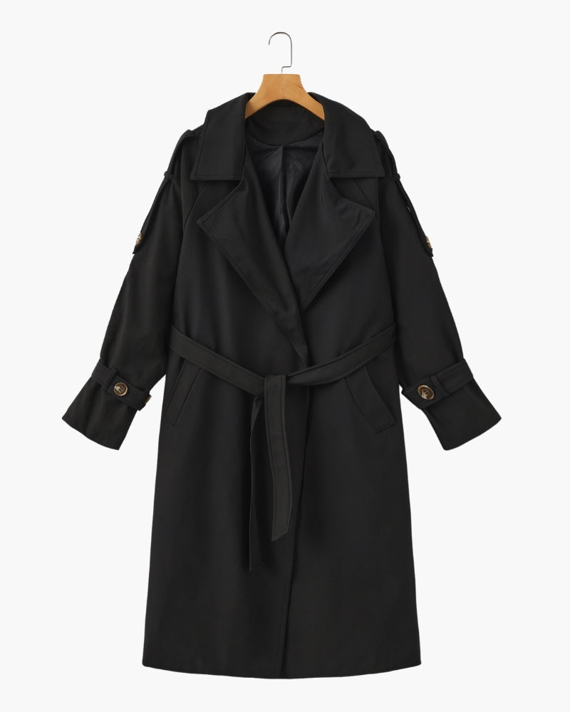 Trench-Coat Ceinture Amovible Larges Revers pour Femme