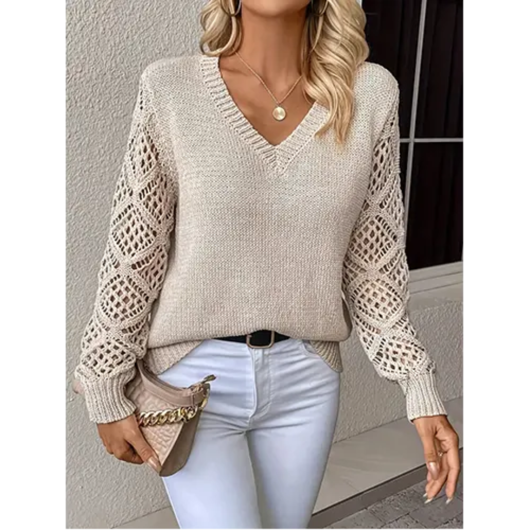 Pull Manches Longues Col en V pour Femme