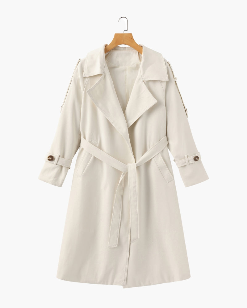 Trench-Coat Ceinture Amovible Larges Revers pour Femme
