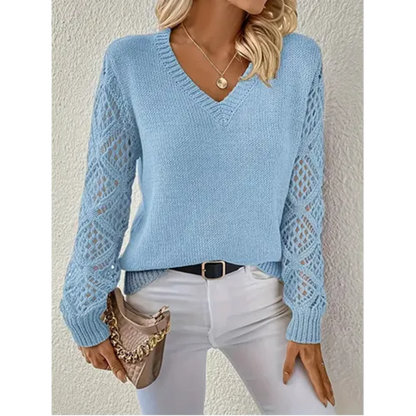 Pull Manches Longues Col en V pour Femme