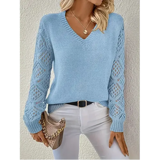 Pull Manches Longues Col en V pour Femme
