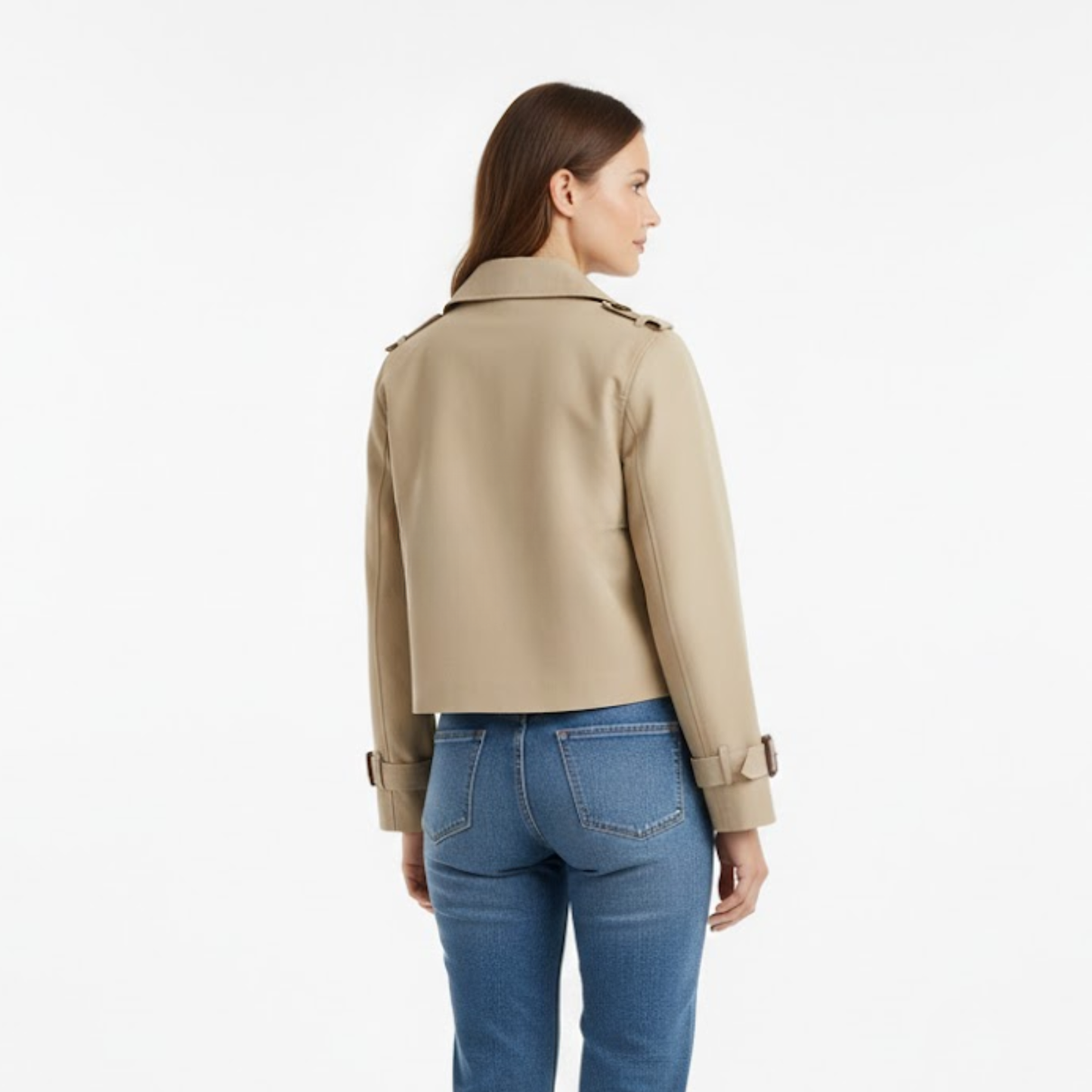 Trench-Coat Court Col Revers Fermeture Croisée pour Femme
