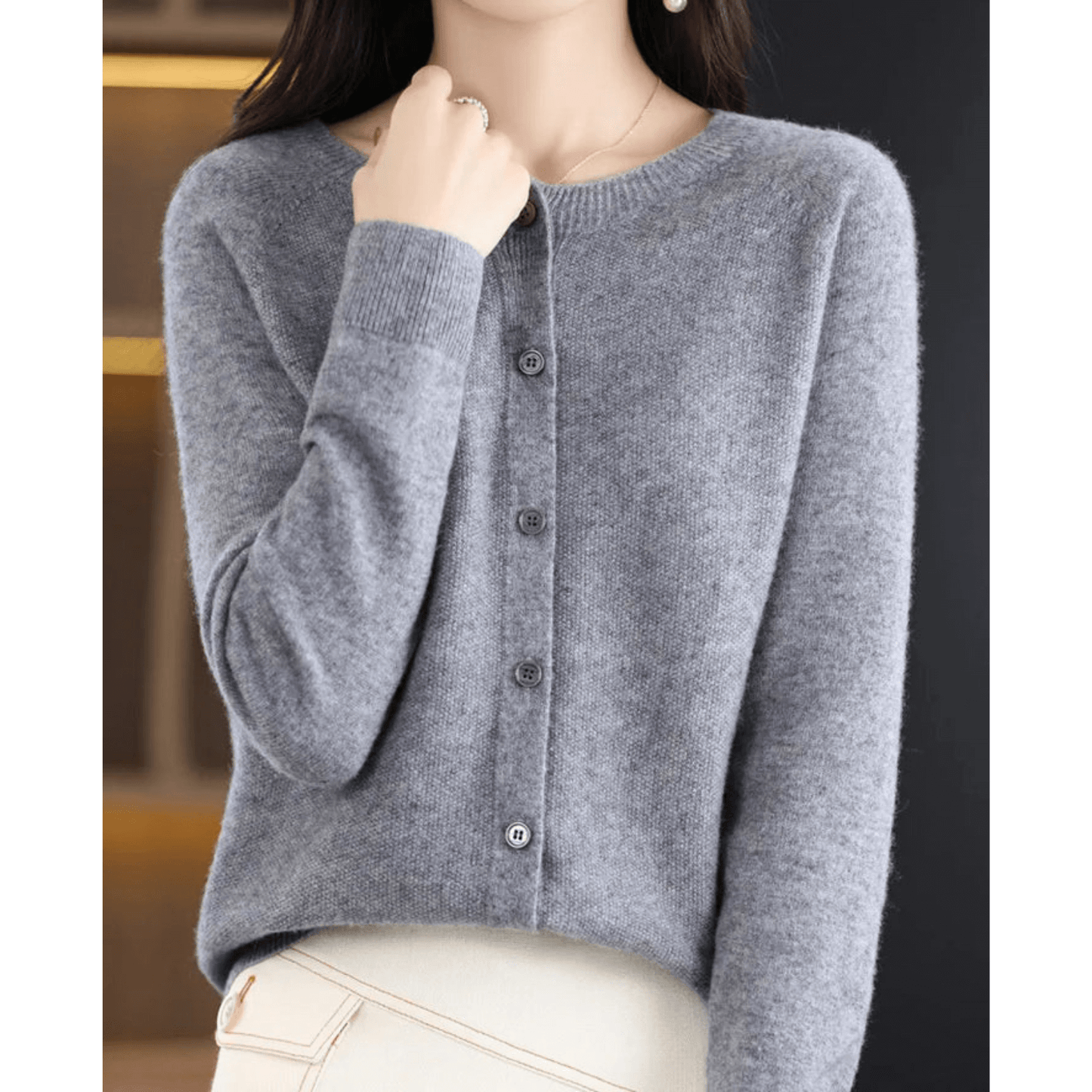 Cardigan Boutonné Col en V pour Femme