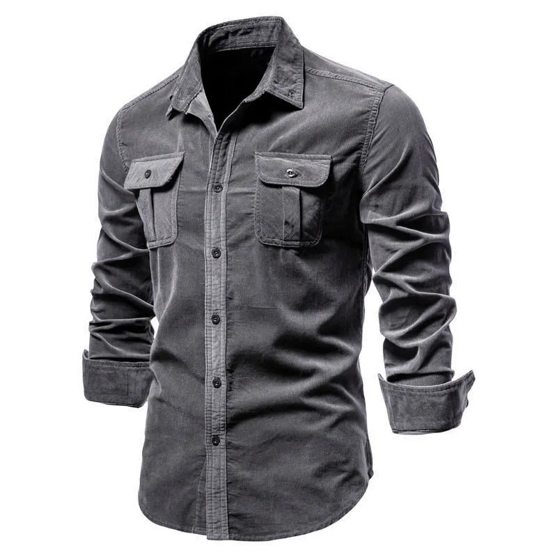 Chemise en Velours Côtelé Coupe Slim pour Homme