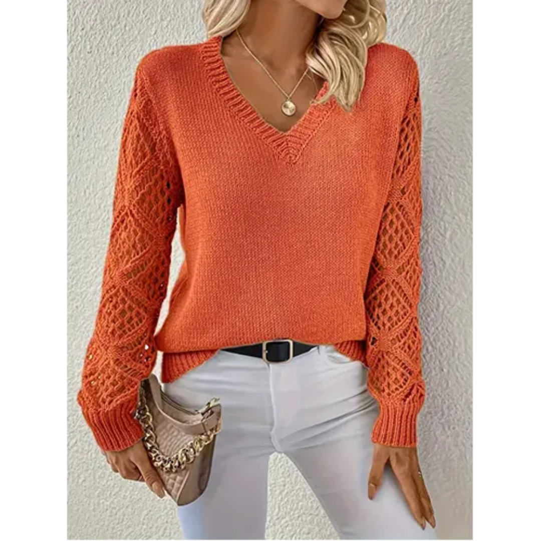 Pull Manches Longues Col en V pour Femme