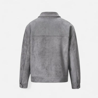 Veste en Suédine Oversize Col Revers Zippée pour Homme