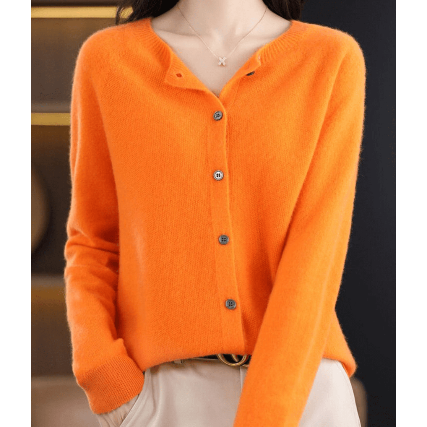 Cardigan Boutonné Col en V pour Femme