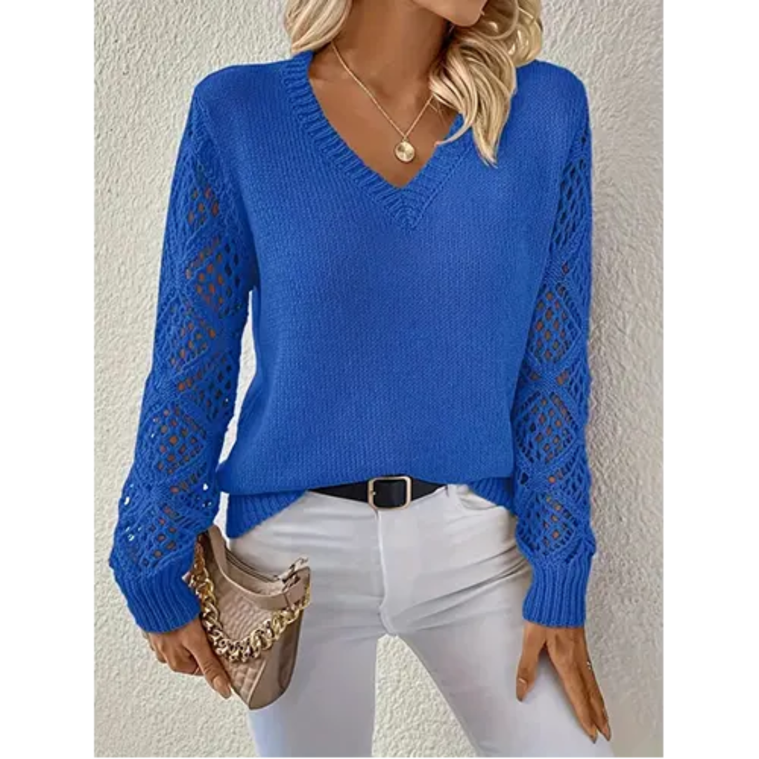 Pull Manches Longues Col en V pour Femme