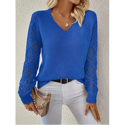 Pull Manches Longues Col en V pour Femme