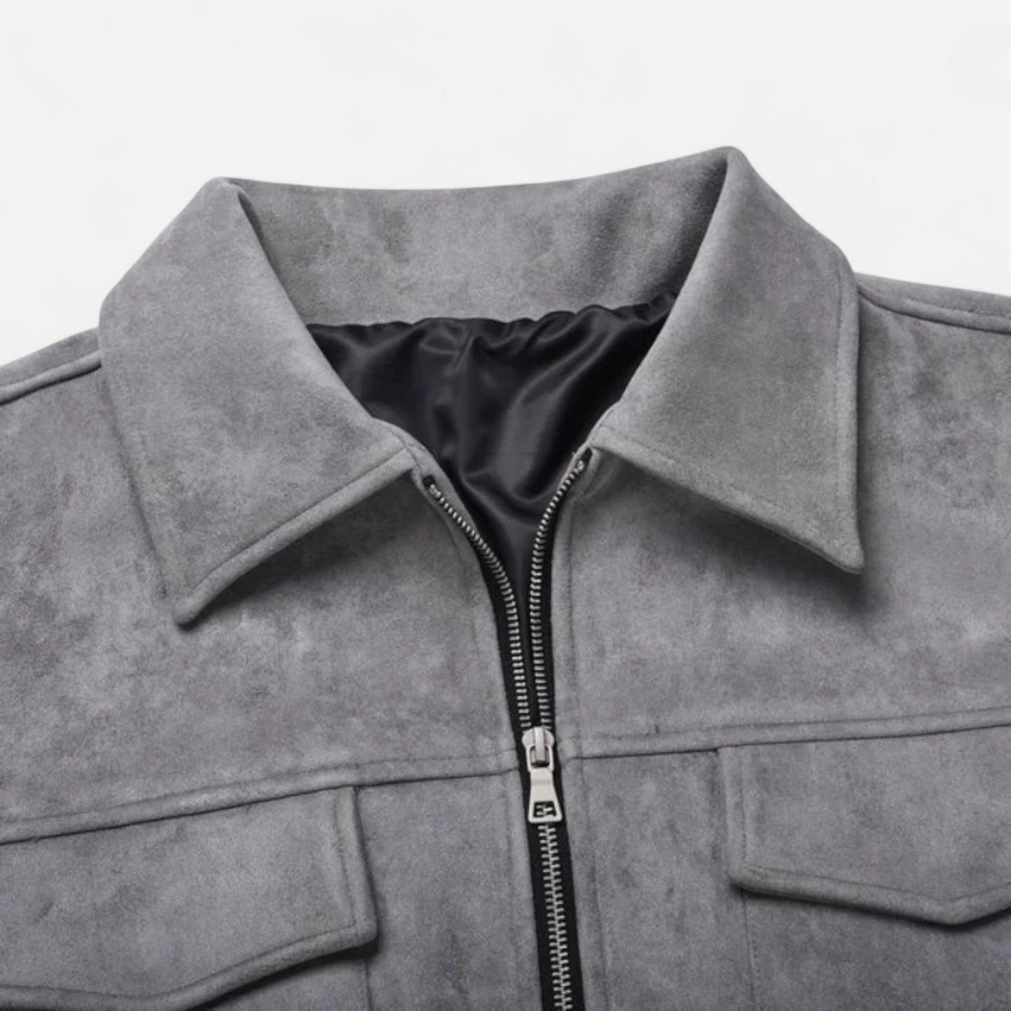 Veste en Suédine Oversize Col Revers Zippée pour Homme