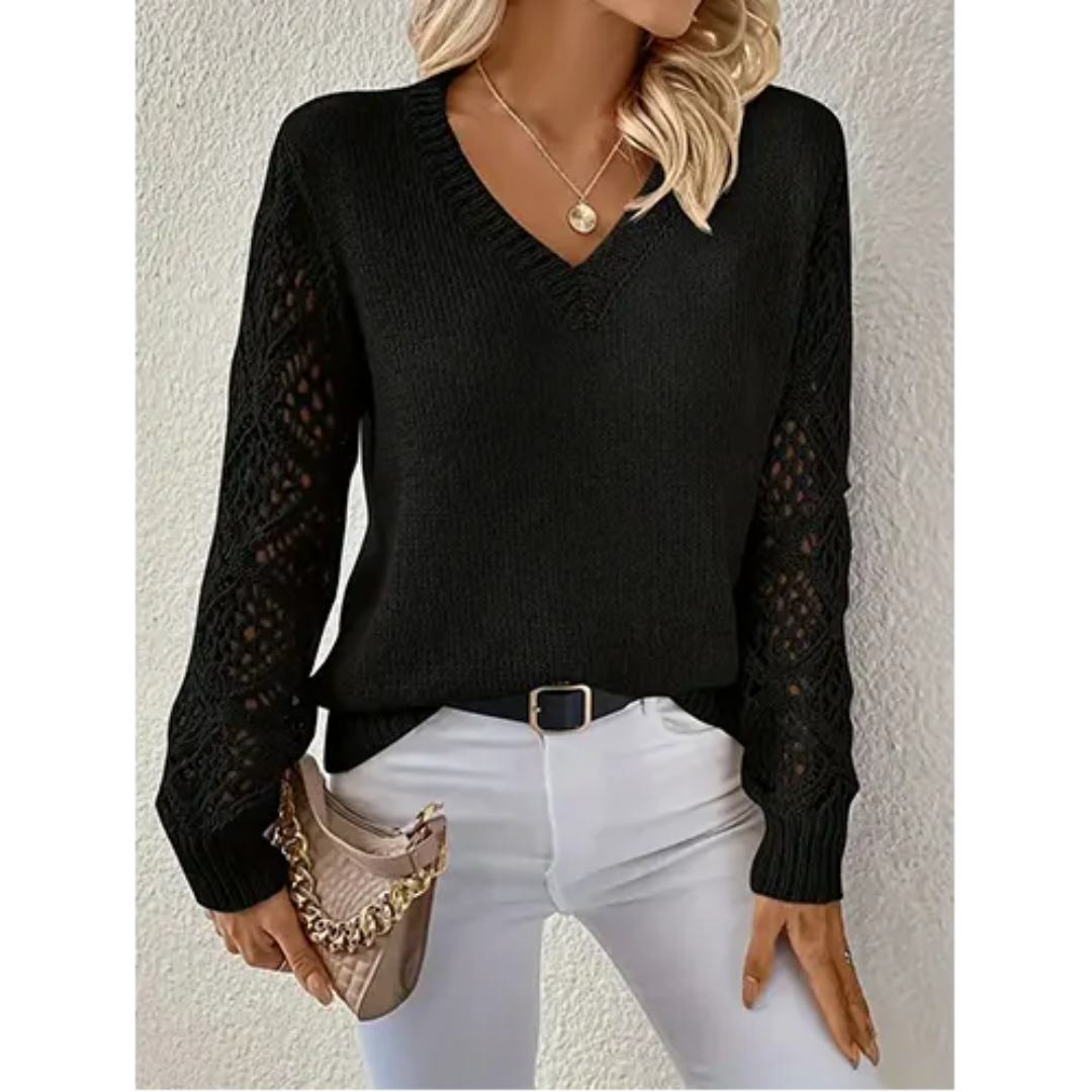Pull Manches Longues Col en V pour Femme