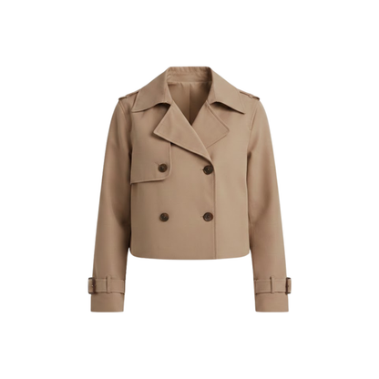 Trench-Coat Court Col Revers Fermeture Croisée pour Femme