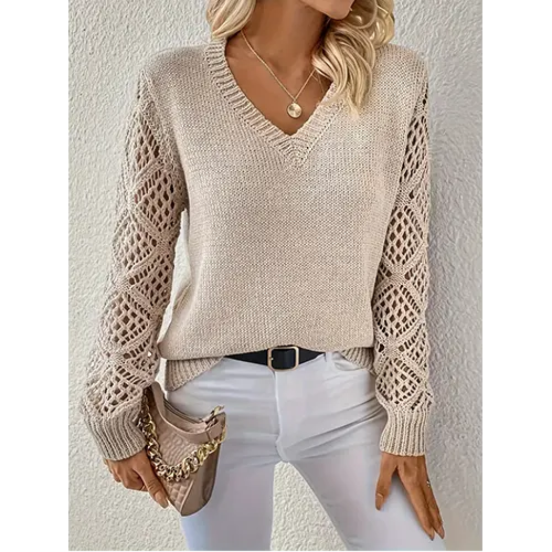 Pull Manches Longues Col en V pour Femme