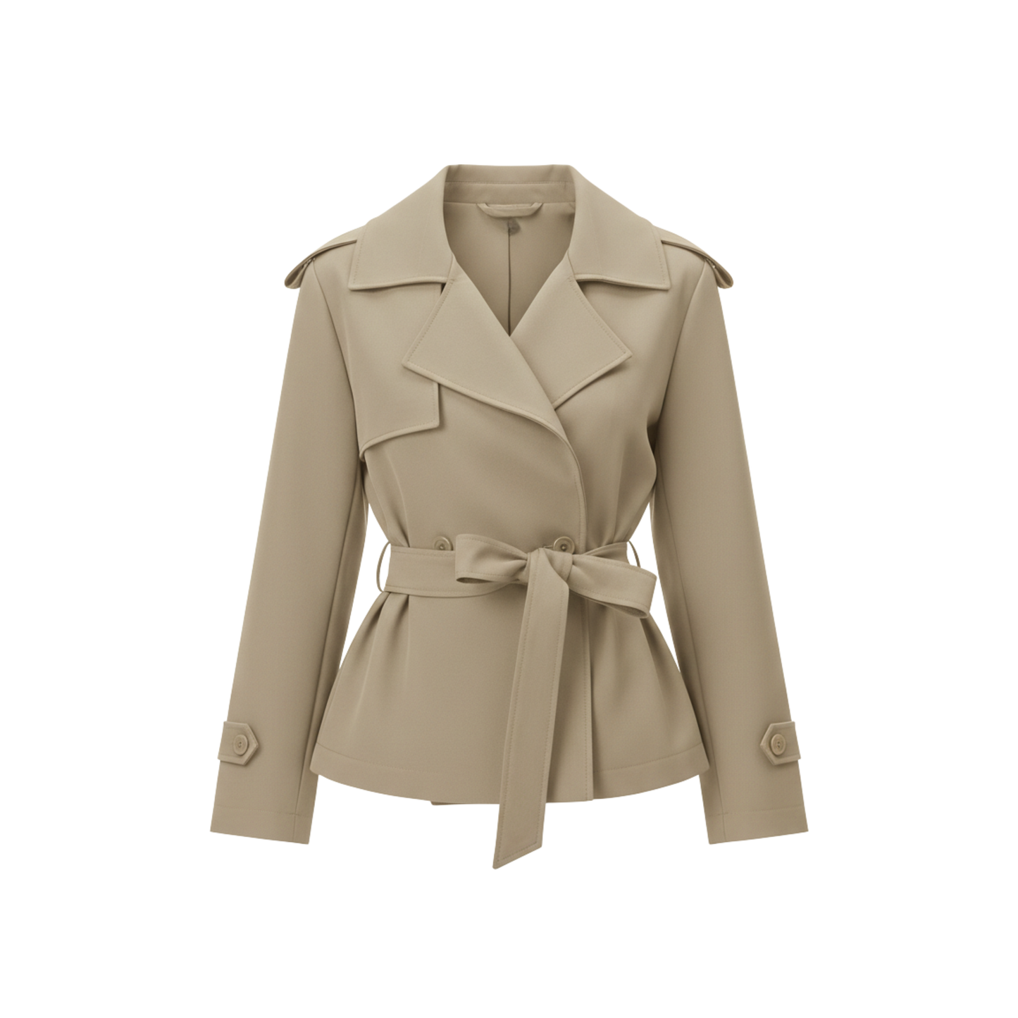 Trench-Coat Court Ceinture Nouée Col Revers pour Femme