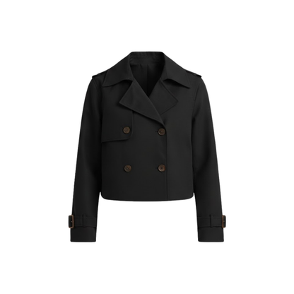 Trench-Coat Court Col Revers Fermeture Croisée pour Femme