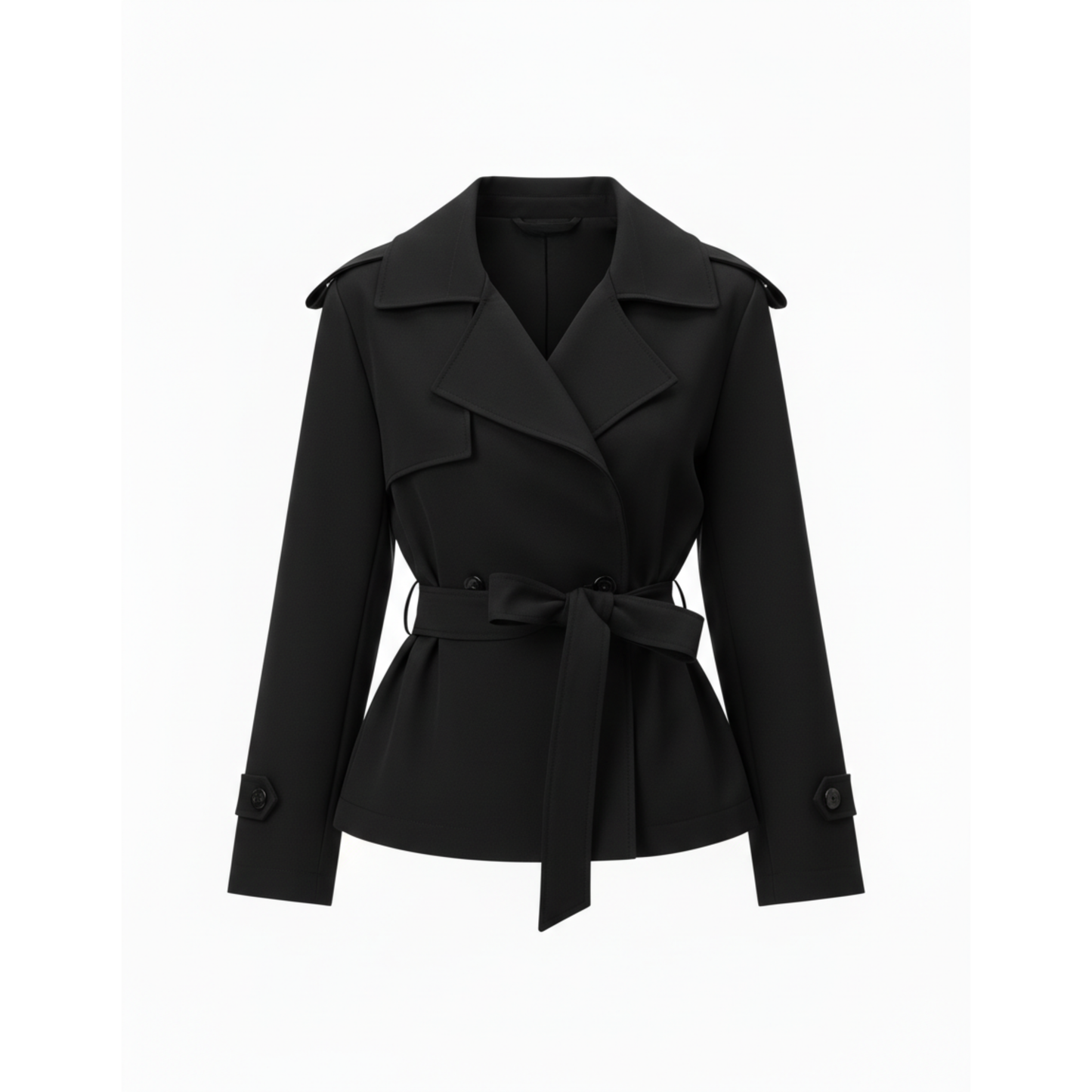 Trench-Coat Court Ceinture Nouée Col Revers pour Femme