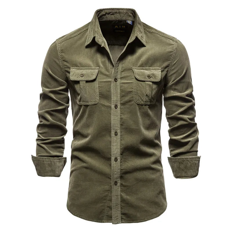 Chemise en Velours Côtelé Coupe Slim pour Homme