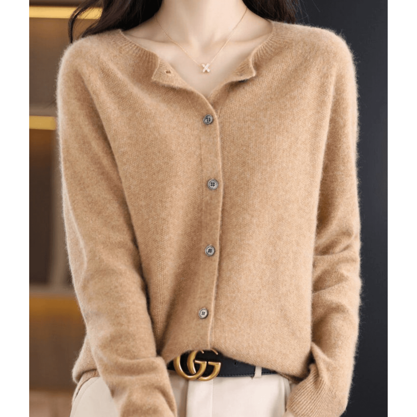 Cardigan Boutonné Col en V pour Femme