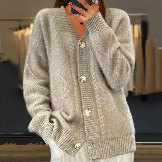 Gilet Col en V Maille Fine Tricotée pour Femme