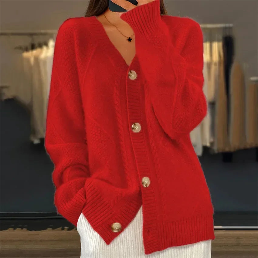 Gilet Col en V Maille Fine Tricotée pour Femme