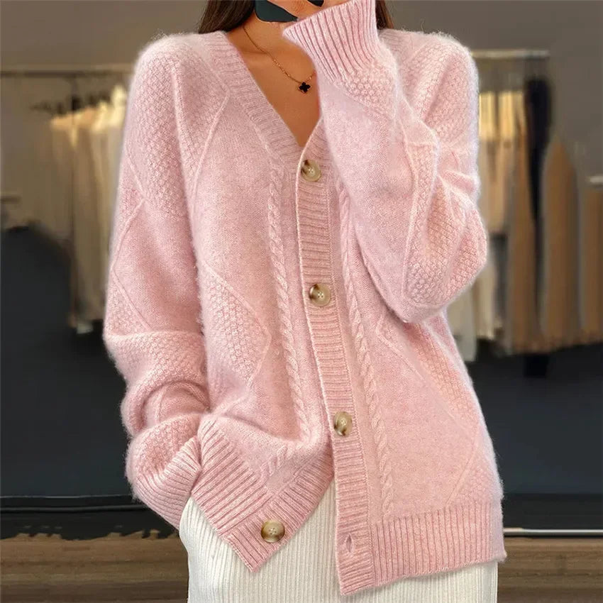 Gilet Col en V Maille Fine Tricotée pour Femme