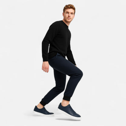 Sneakers en Cuir Sans Lacets Semelle Confort pour Homme