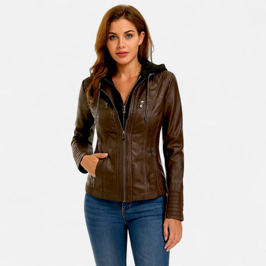 Veste en Cuir Pleine Fleur Silhouette Féminine Ajustée pour Femme