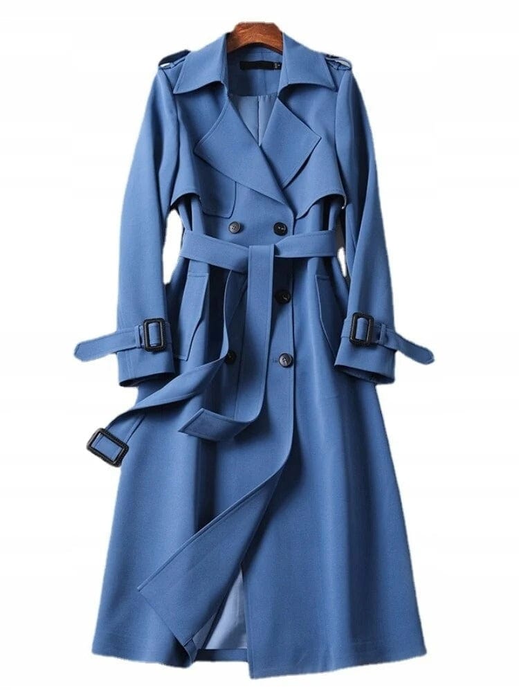 Trench-Coat Pattes d'Épaule Taille Cintrée pour Femme