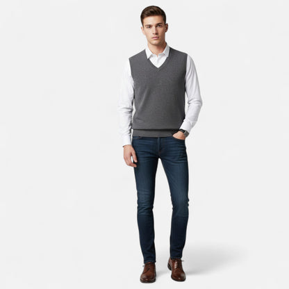 Gilet Col en V en Laine Mérinos pour Homme